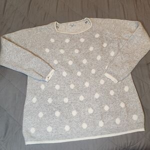 Bartolini‎ Womens Size XL Wool Cashmere Grey White Polka Dot Crew Neck Sweater